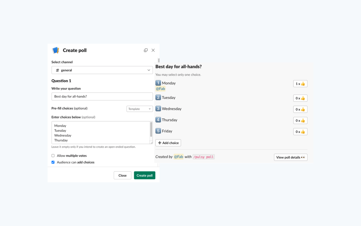 3 steps to create a Slack poll